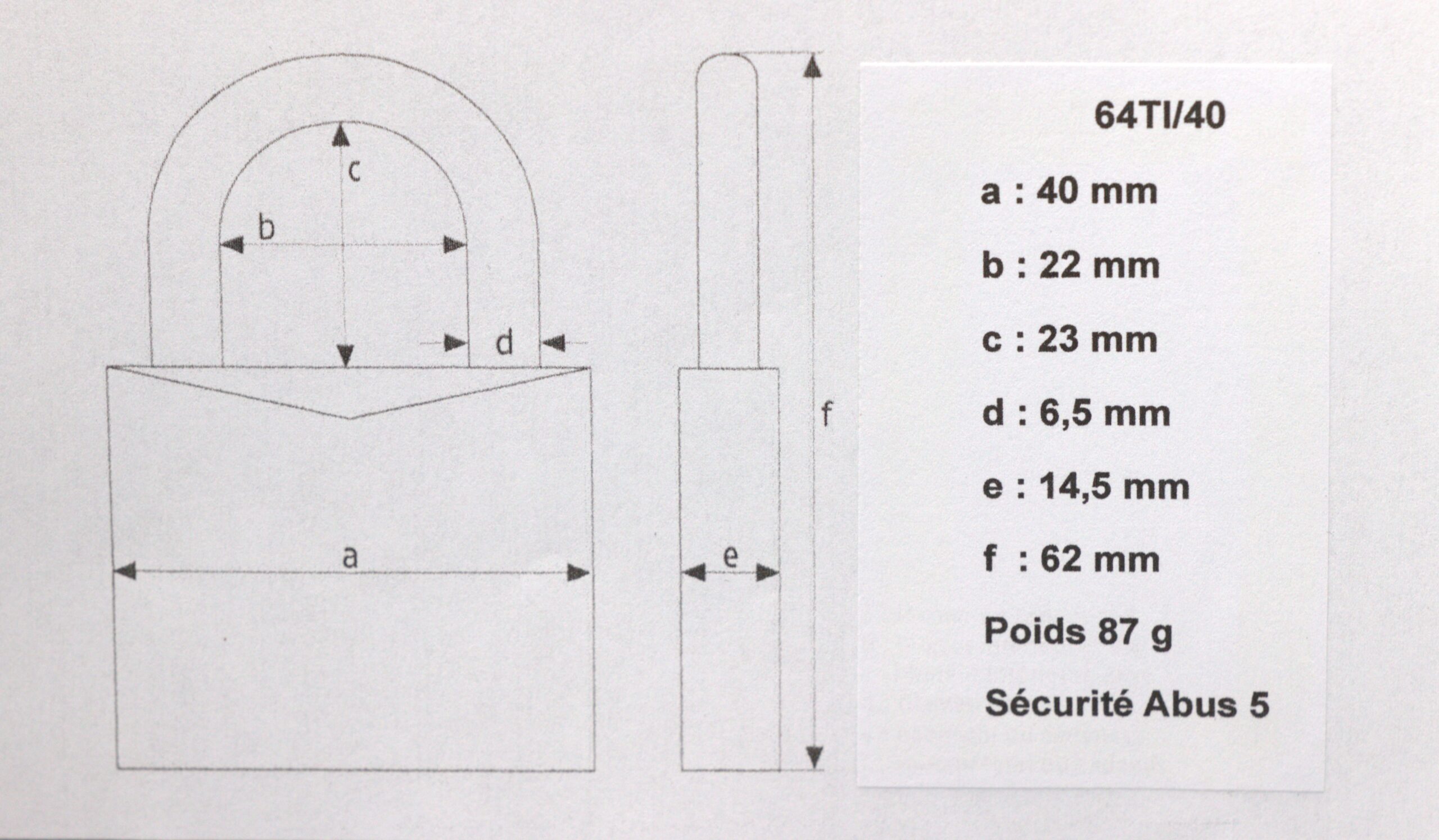 64TI40 dimension cadenas 64TI/40